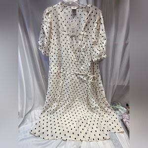 Cream/ black polka dot dress